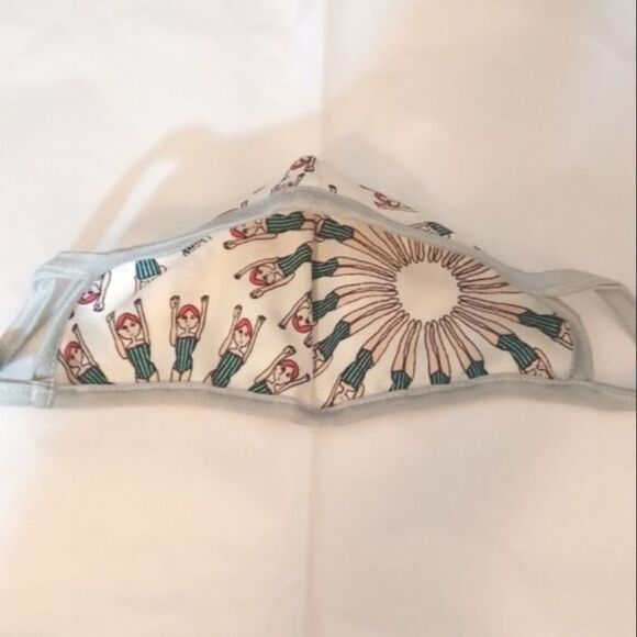 Cream & Green Printed Fabric Face Mask - Picture 4 of 7